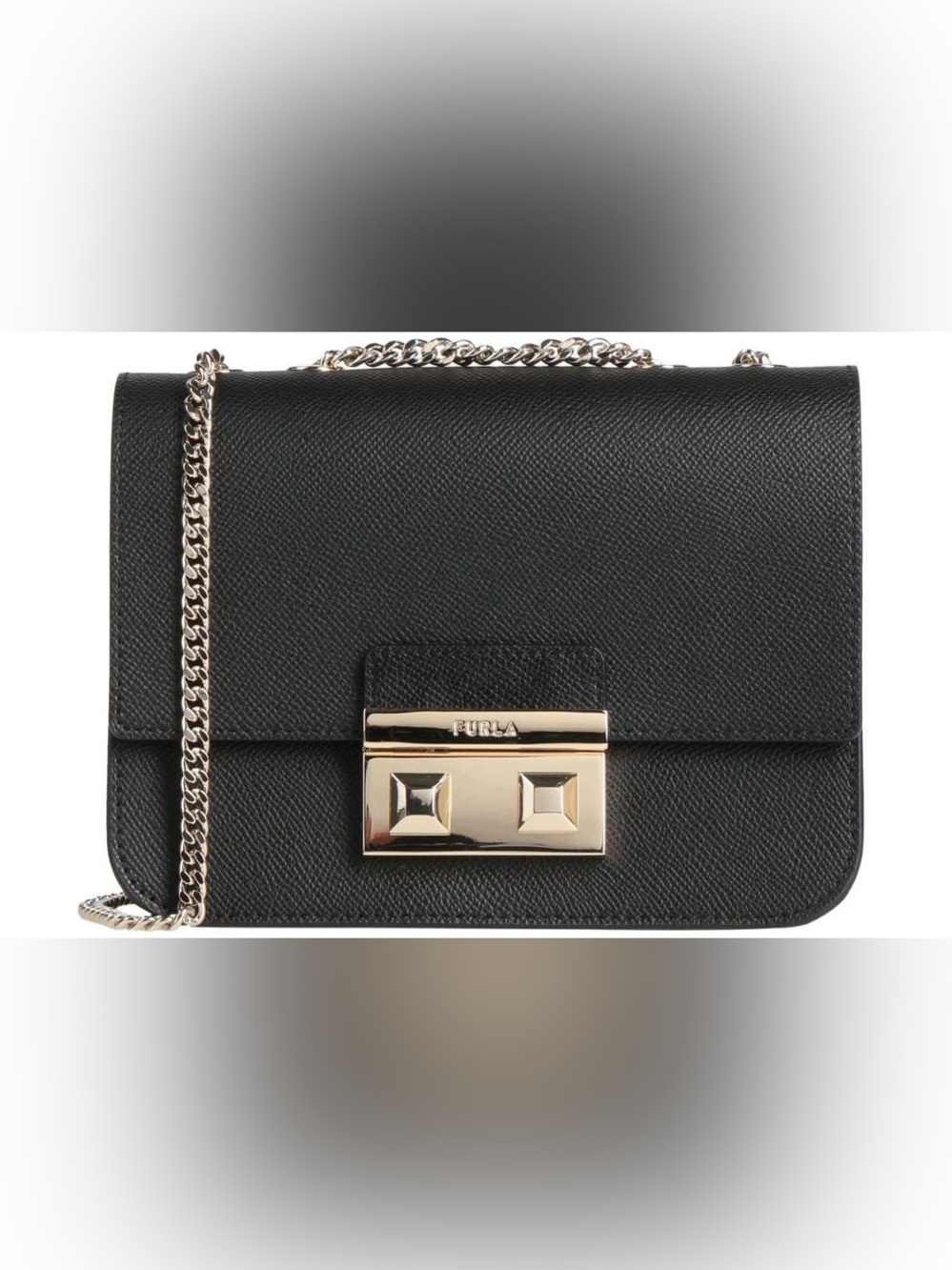 Furla Black Saffiano Leather Gold Chain Shoulder Bag – Never Worn
